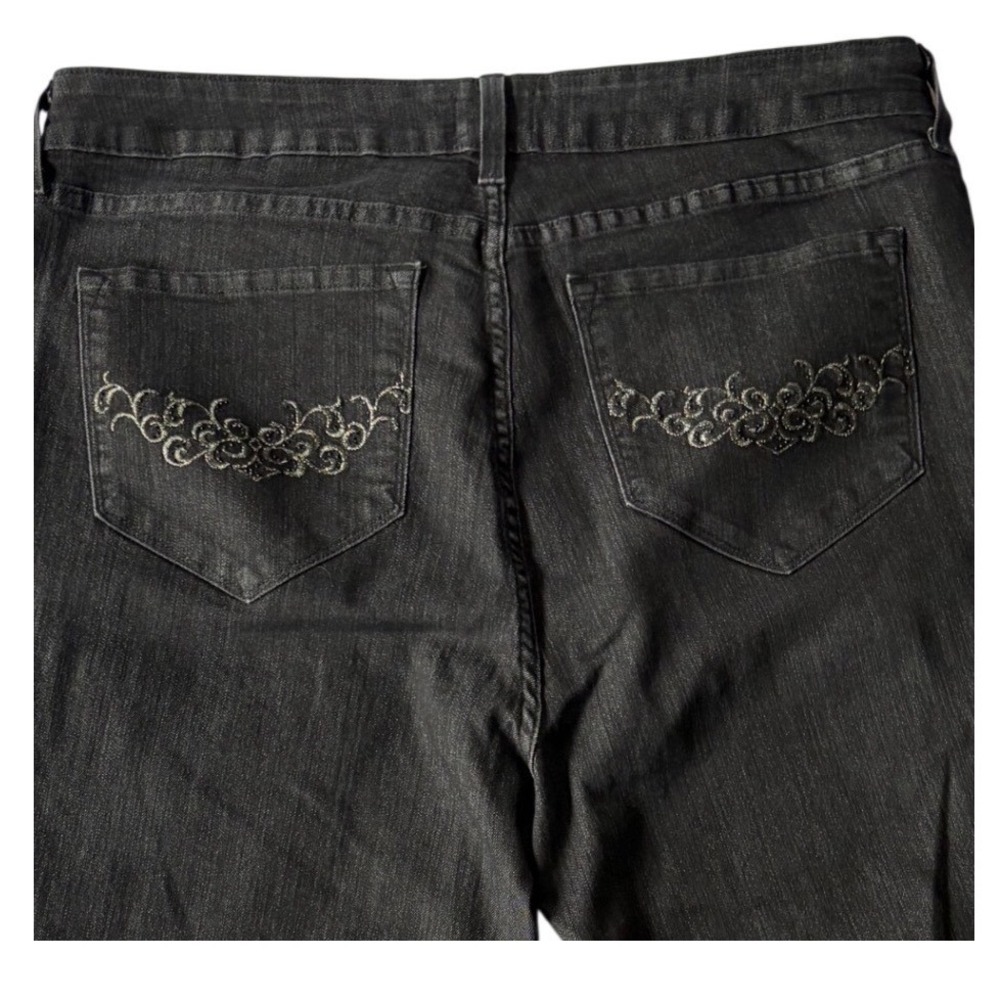NYDJ Womens Black Bootcut Jeans Lift Tuck Technology Embroidered Size 16W USA